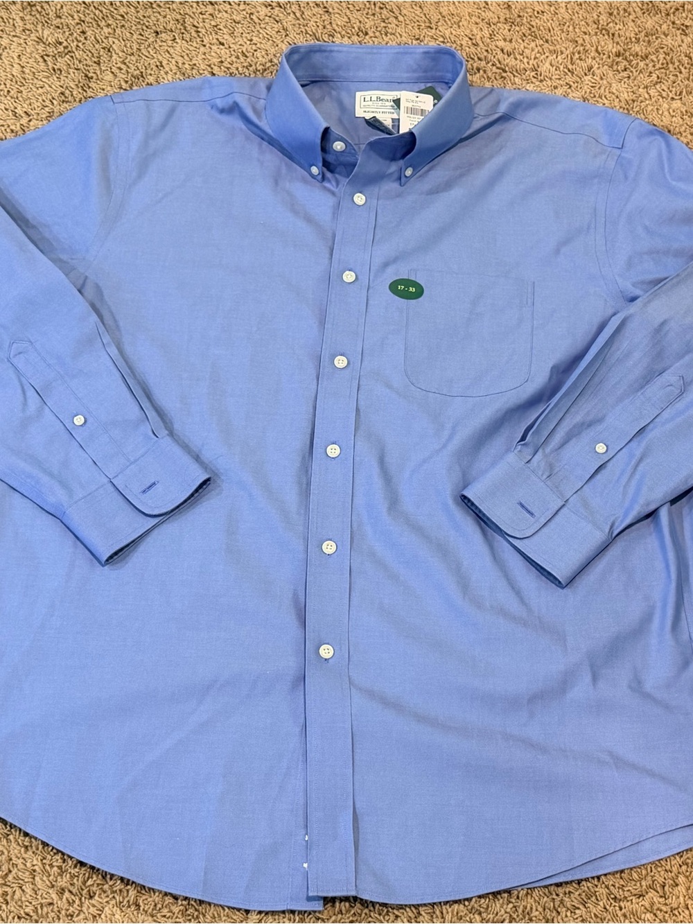 L.L. Bean Wrinkle Free Cotton Oxford Shirt NWT 17x33 Reg Blue